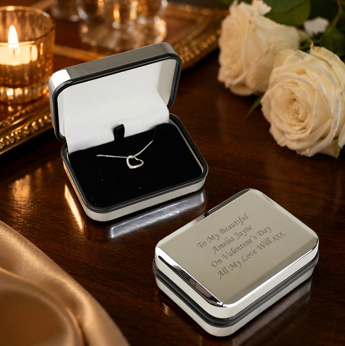 Personalised box and sterling silver necklace